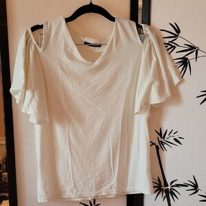 Elegant Cream Cold Shoulder Top